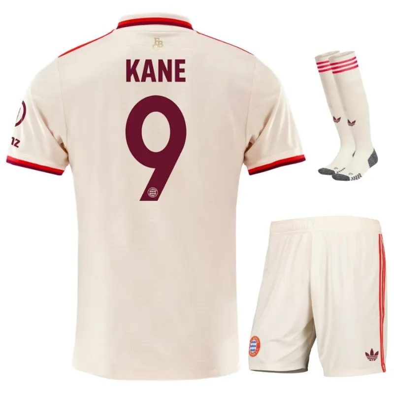 Kinder-Drittes Trikot-Set von Bayern München 2024/25 - Fan-Version (Creme, Kane)