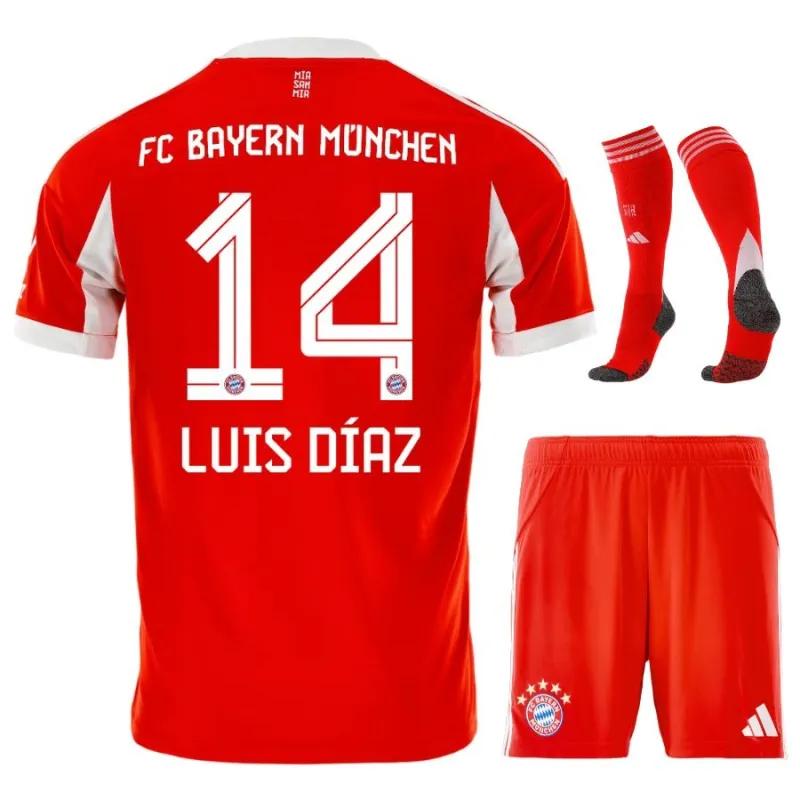 Bayern Múnich LUIS DIAZ Conjunto Infantil Local 2025/26 - Rojo