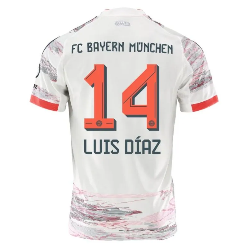 Bayern Monaco LUIS DIAZ Maglia Away 2025/26 - Bianco