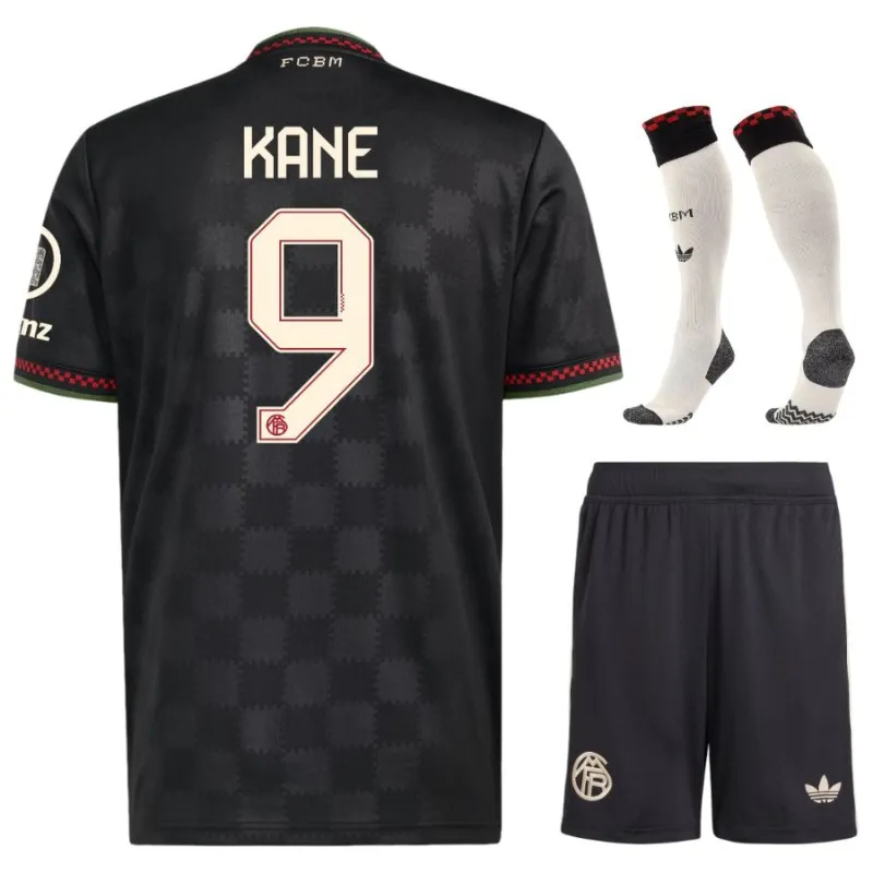 Bayern Múnich KANE 2025/26 Tercer Conjunto Infantil - Negro