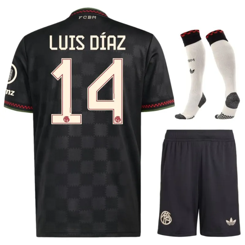 Bayern Múnich LUIS DIAZ 2025/26 Tercer Conjunto Infantil - Negro