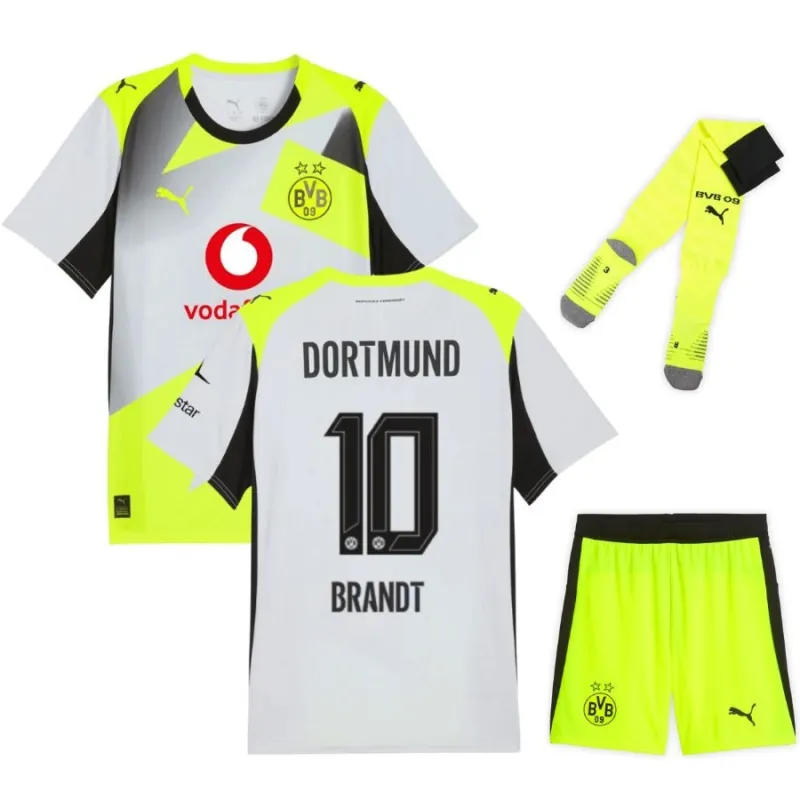 Dortmund BRANDT 2025/26 Conjunto infantil visitante - Gris/Verde