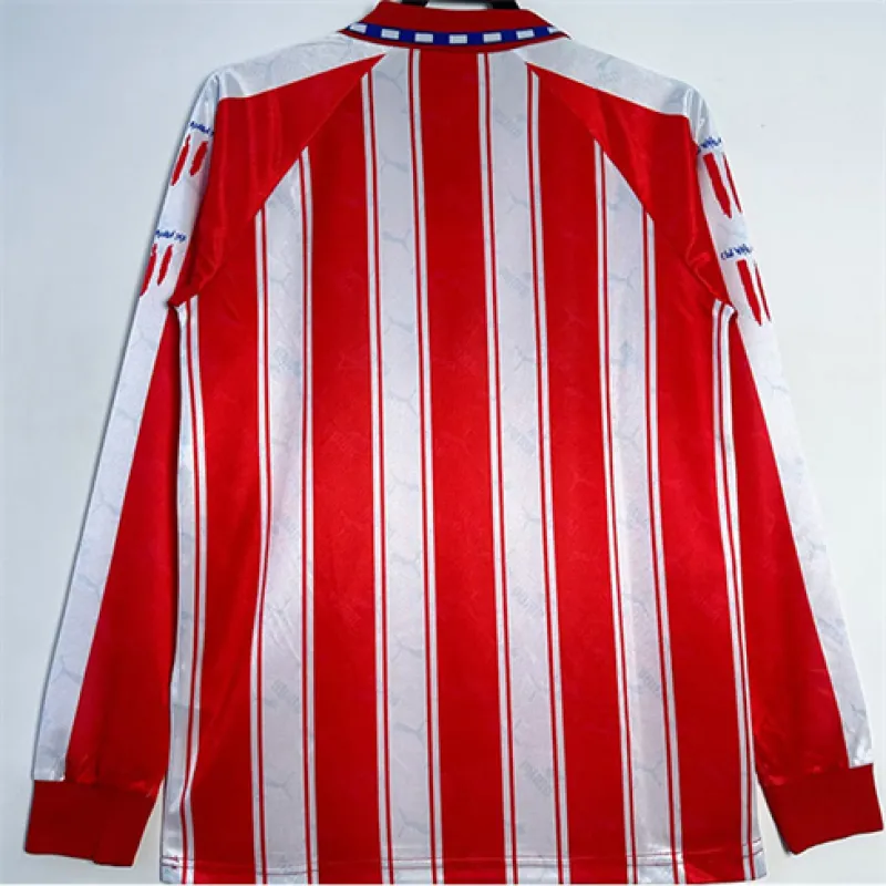 Camiseta retro de mangas largas de Atletico Madrid 1994/95 de local - Rojo/Blanco
