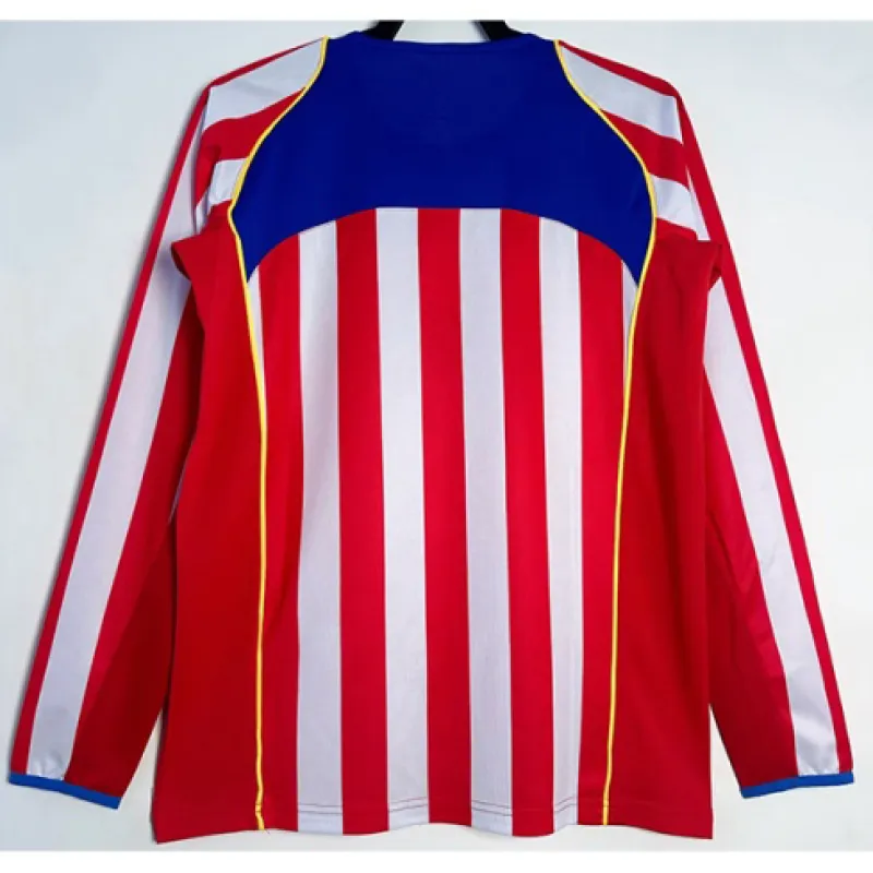 Camiseta retro de mangas largas de Atletico Madrid 2004/05 de local - Rojo/Blanco