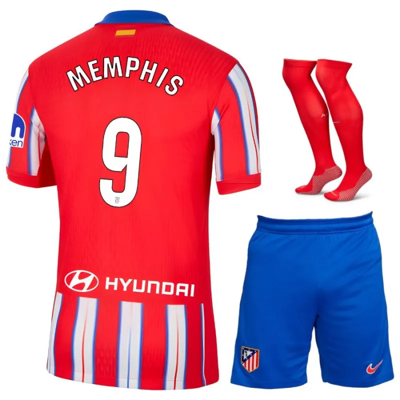 Set di maglia per bambini di Atlético Madrid 2024/25 in casa di MEMPHIS - Rosso/Bianco