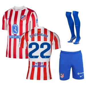 Giuliano Set di maglia home bambini dell'Atlético Madrid 2025/26 - Rosso/Bianco