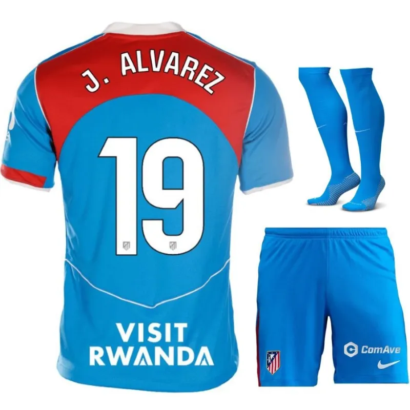 Atletico Madrid J.ALVREZ 2025/26 Kinder-Drittes Trikot-Set - Blau