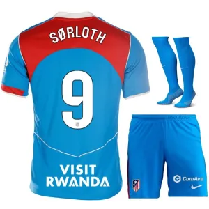 Atletico Madrid SØRLOTH 2025/26 Set di Maglia Terza per Bambini - Blu