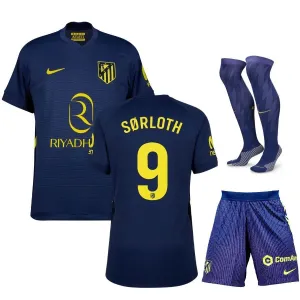 Atlético de Madrid SØRLOTH 2025/26 Conjunto infantil visitante - Azul