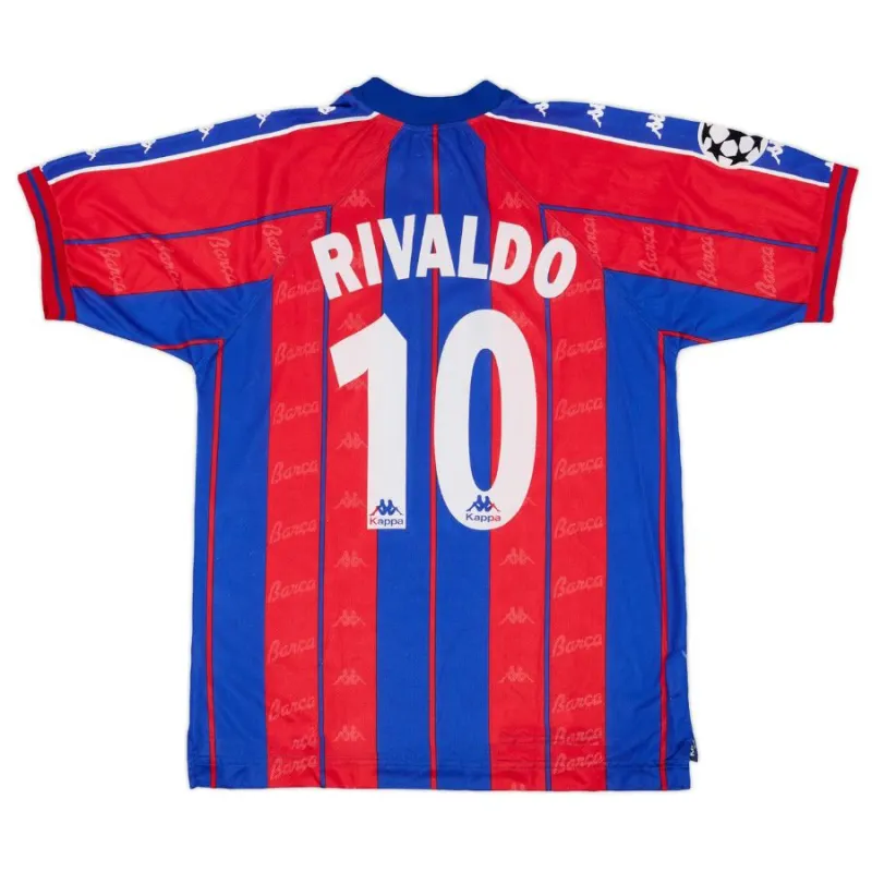 Barcelone RIVALDO 1997/98 Maillot Domicile Rétro - Rouge/Bleu