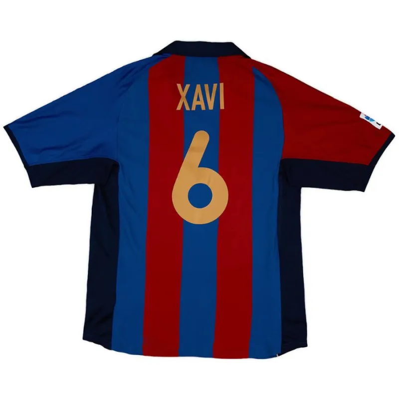 Barcelone XAVI 2001/02 Maillot Domicile Rétro - Rouge/Bleu