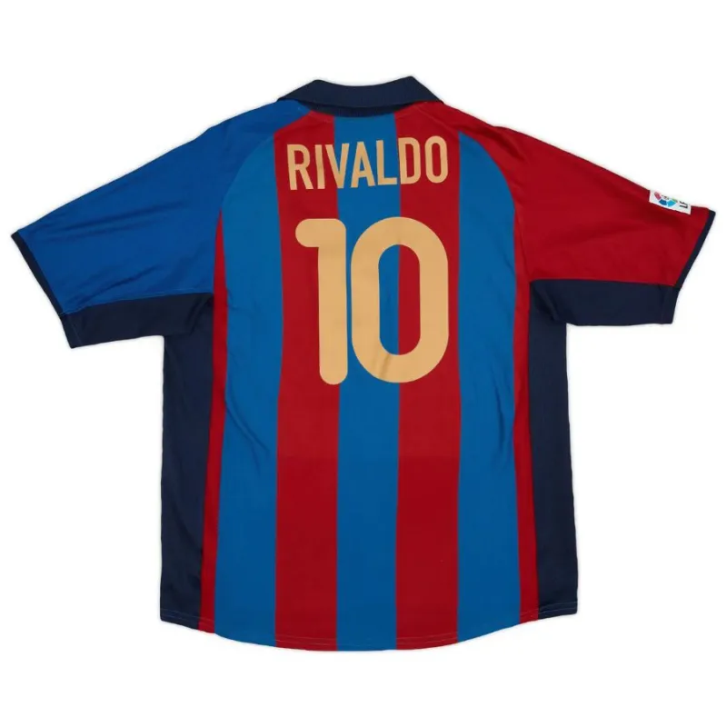 Barcellona RIVALDO 2001/02 Maglia Casa Retro - Rosso/Azzurro