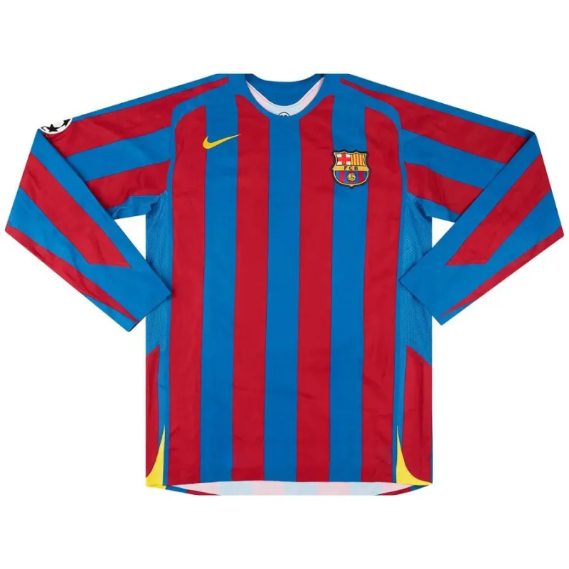 ​​Camiseta de local retro larga manga del FC Barcelona 2005/06 - Roja/Azul​​