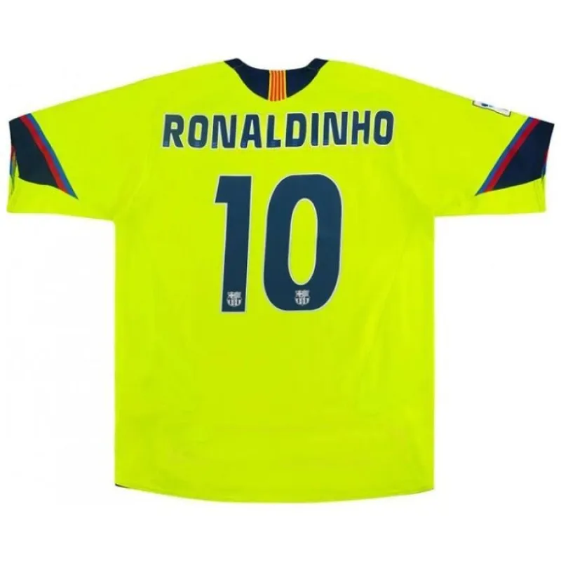 Camiseta Retro de Visitante RONALDINHO 2005/06 del Barcelona - Verde