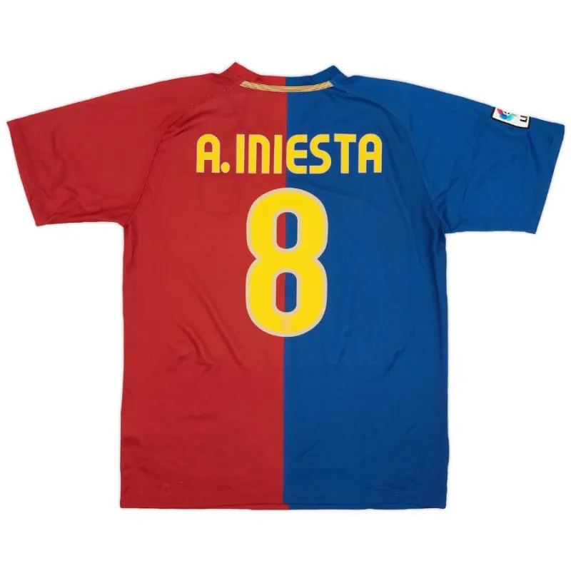Maillot Domicile Rétro A.INIESTA 2008/09 de Barcelone - Rouge/Bleu