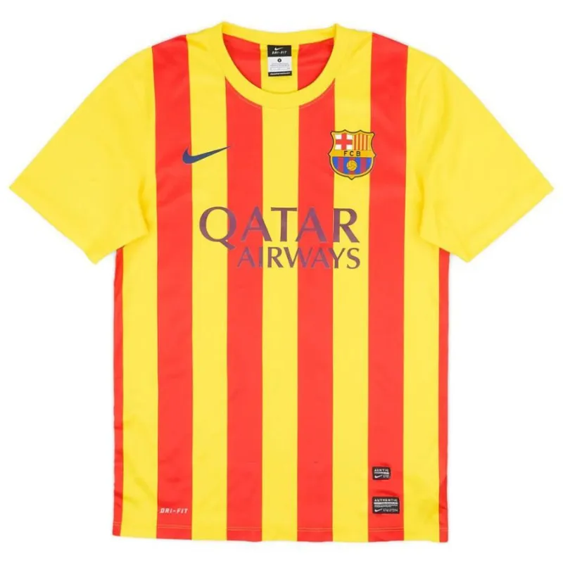 ​​Camiseta de visitante retro del Barcelona 2013/14 - Roja/Amarilla​​