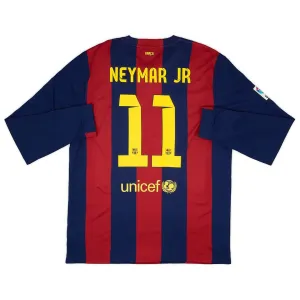 Camiseta Retro de Local de Manga Larga NEYMAR 2014/15 del Barcelona - Rojo/Azul