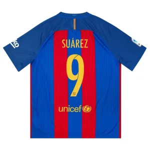 Camiseta Retro de Local SUAREZ 2016/17 del Barcelona - Rojo/Azul