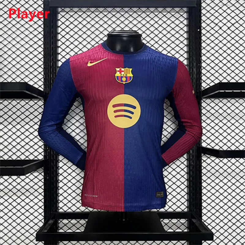 Camisa de mangas largas de la versión de jugador del campo local del FC Barcelona 2024/25 - Rojo/Azul