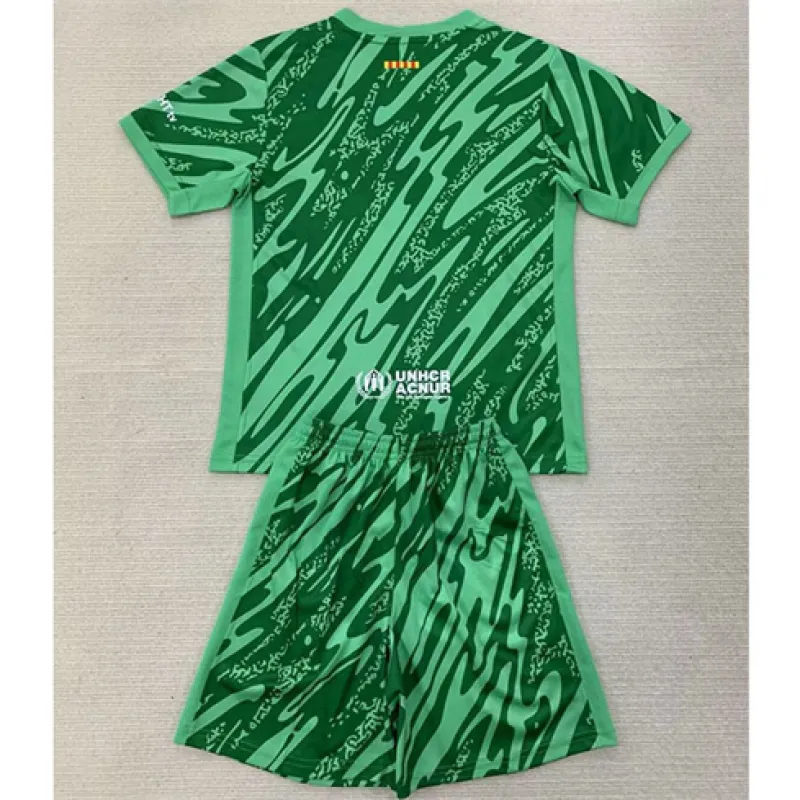 FC Barcelona Camiseta y pantalones cortos de portero para niños 2024/25 - Verde