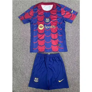 FC Barcelona Camiseta y pantalones cortos de entrenamiento para niños 2024/25 - Rojo/Azul