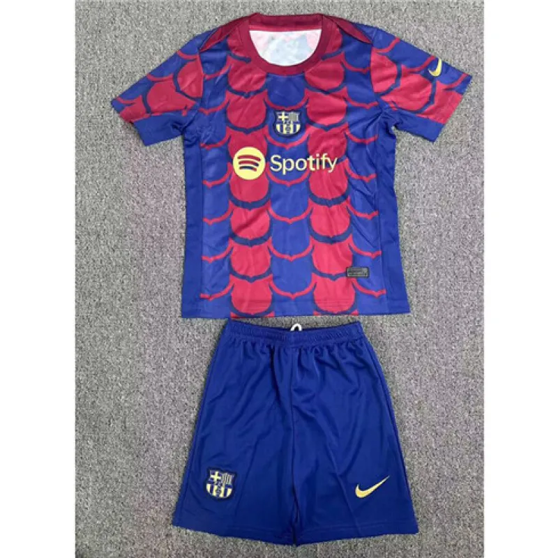 FC Barcelona Camiseta y pantalones cortos de entrenamiento para niños 2024/25 - Rojo/Azul