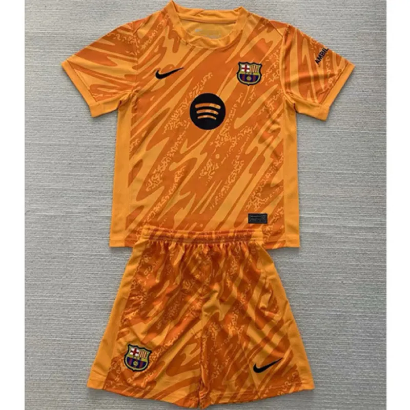 FC Barcelona Camiseta y pantalones cortos de portero para niños 2024/25 - Anaranjado