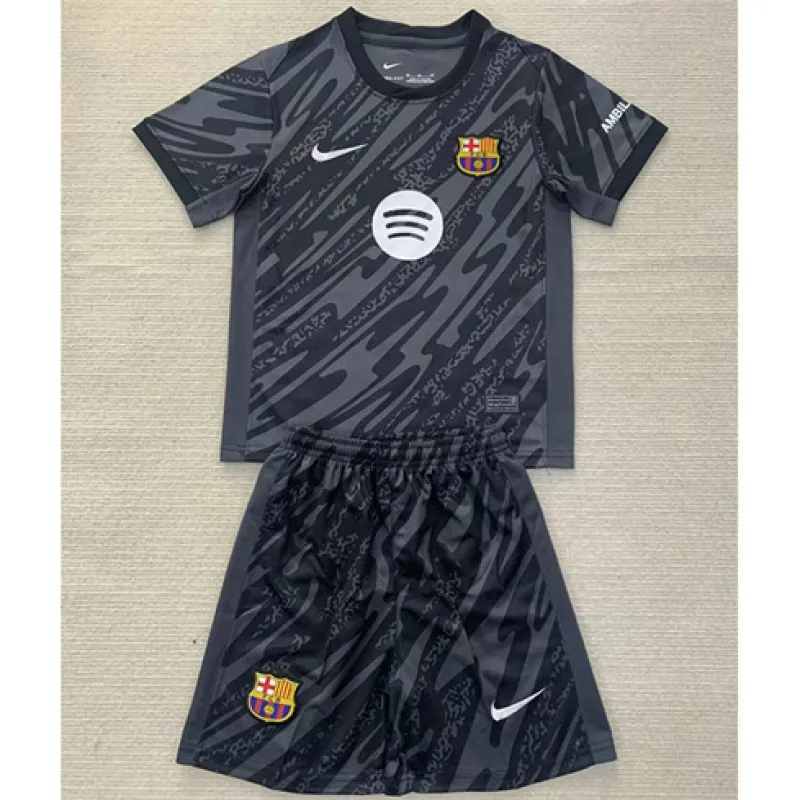 FC Barcelona Camiseta y pantalones cortos de portero para niños 2024/25 - Negro