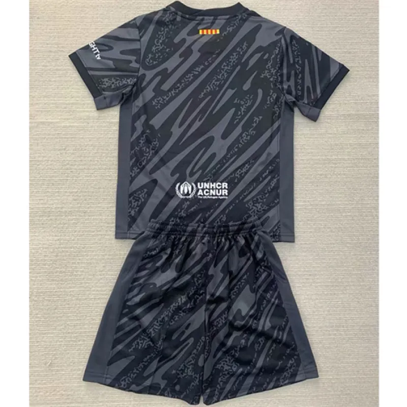 FC Barcelona Camiseta y pantalones cortos de portero para niños 2024/25 - Negro