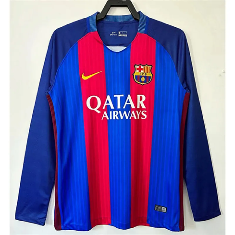 Maglia retrò a maniche lunghe del FC Barcelona 2016/17 campo casa - Rosso/Azzurro