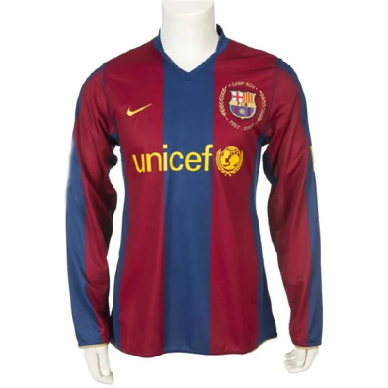 Maglia retrò a maniche lunghe del FC Barcelona Edizione commemorativa 1957-2007 - Rosso/Azzurro