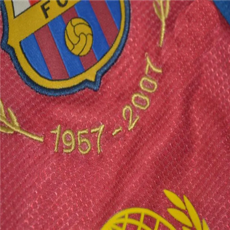 Maglia retrò a maniche lunghe del FC Barcelona Edizione commemorativa 1957-2007 - Rosso/Azzurro
