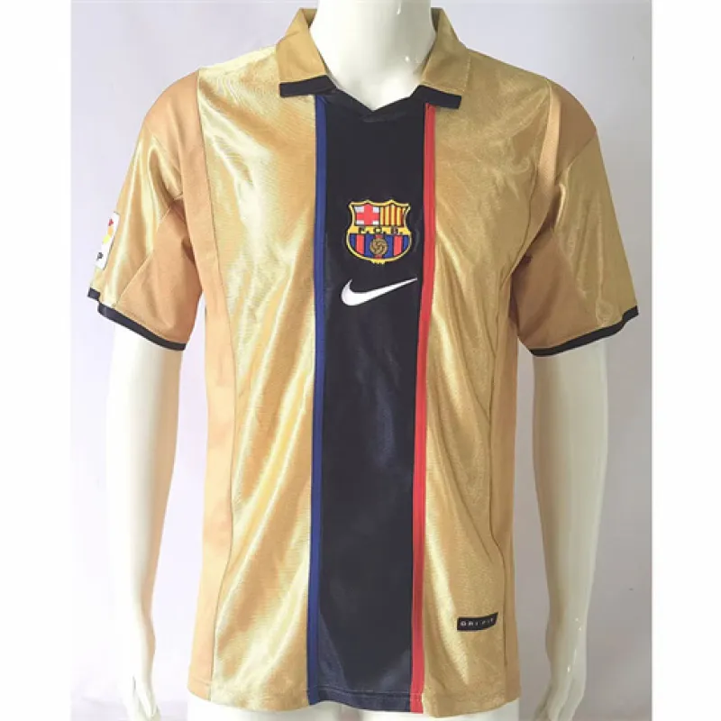 Maglia retrò del FC Barcelona 2001/02 trasferta - Oro