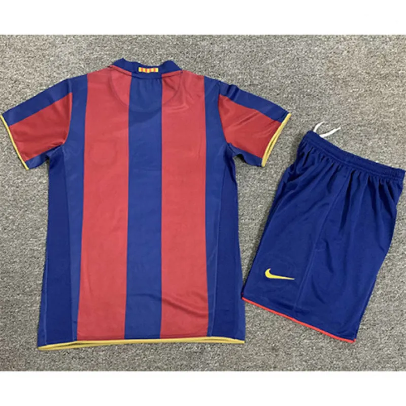 Maillot rétro pour enfants du FC Barcelona 2007/08 domicile - Rouge/Bleu
