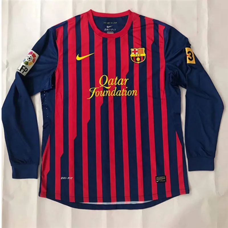 Maglia retrò a maniche lunghe del FC Barcelona 2011/12 campo casa - Rosso/Azzurro