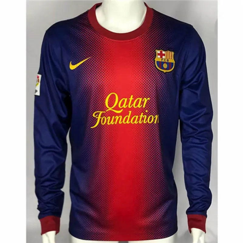 Maglia retrò a maniche lunghe del FC Barcelona 2012/13 campo casa - Rosso/Azzurro