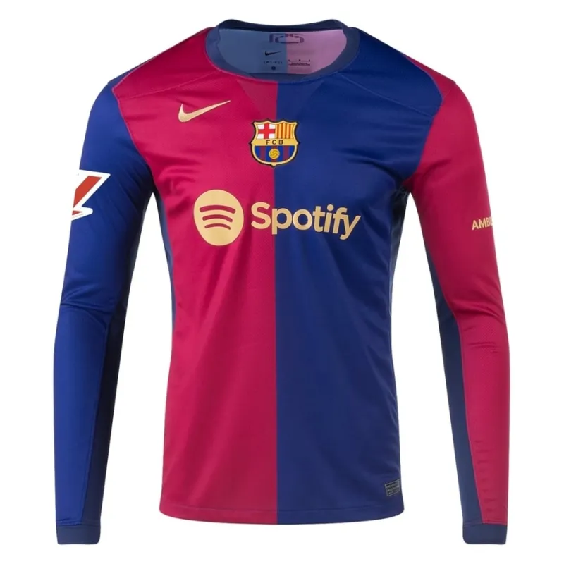 Lamine Yamal Maglia a maniche lunghe di casa di FC Barcelona 2024-25 - Blu/Rosso