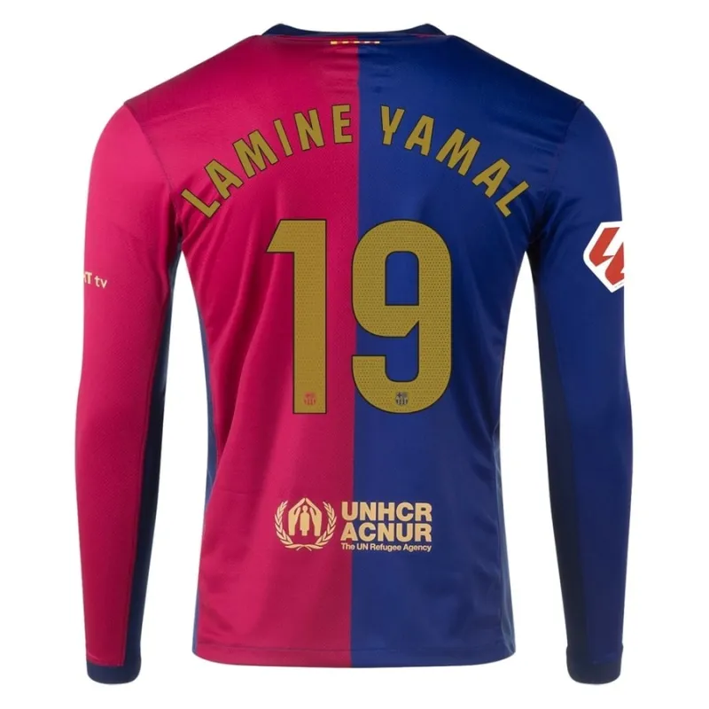 Lamine Yamal Maglia a maniche lunghe di casa di FC Barcelona 2024-25 - Blu/Rosso