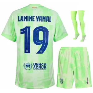 Lamine Yamal Set di terza maglia per bambini di FC Barcelona 2024 - 25 - Verde