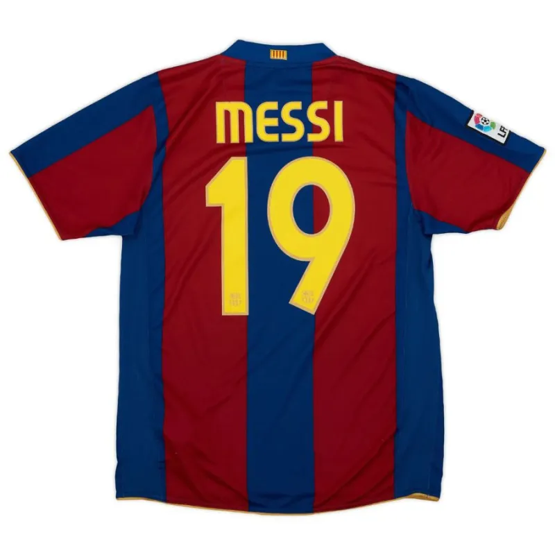 Maglia retro di Messi per il Barcelona, casa 2007/08 - Rosso/Azzurro
