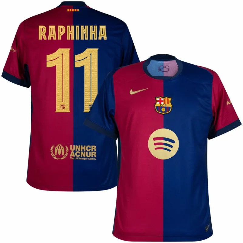 Maglia di casa del FC Barcelona RAPHINHA 2024/25 con nuovo sponsor - Rosso/Blu