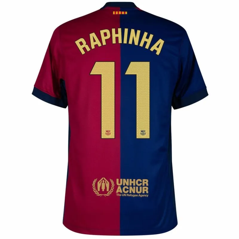 Maillot enfant RAPHINHA du FC Barcelona 2024/25 domicile avec le nouveau sponsor - Rouge/Bleu