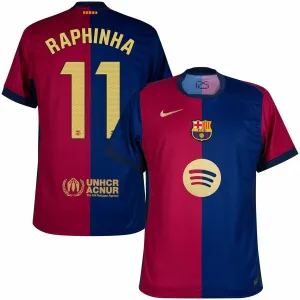 Maglia bambina RAPHINHA del FC Barcelona 2024/25 Casa con nuovo sponsor - Rosso/Blu