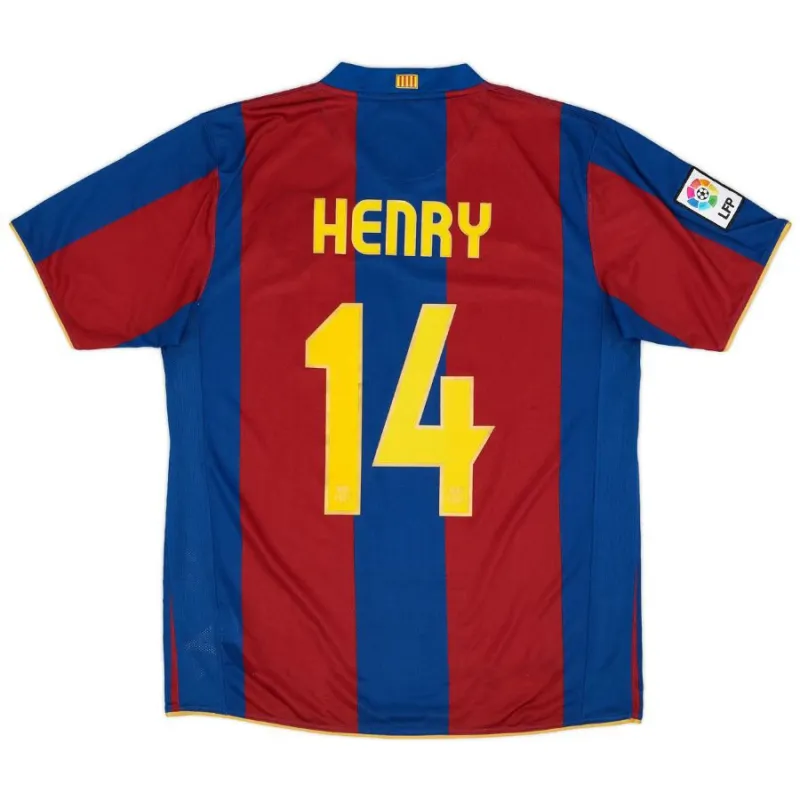 Maillot rétro de Henry pour le Barcelona, domicile 2007/08 - Rouge/Bleu