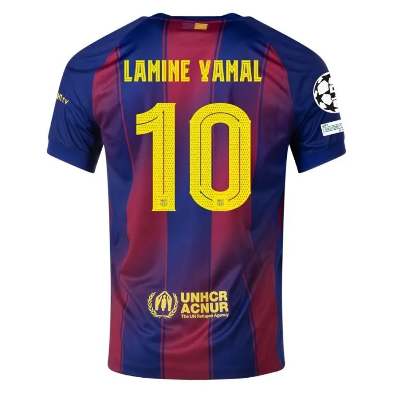 Camiseta en casa de la UCL infantil del FC Barcelona YAMAL 2025/26 - Rojo/Azul