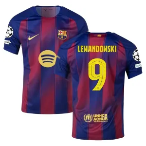 Camiseta en casa de la UCL infantil del FC Barcelona LEWANDOWSKI 2025/26 - Rojo/Azul