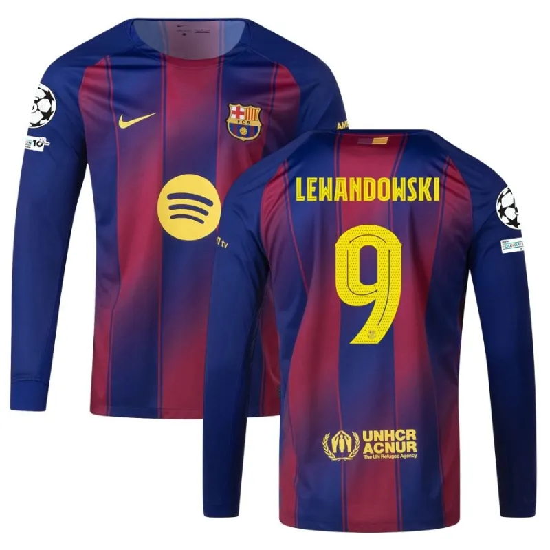 Barcelona Heimtrikot Langarm UCL 2025/26 LEWANDOWSKI