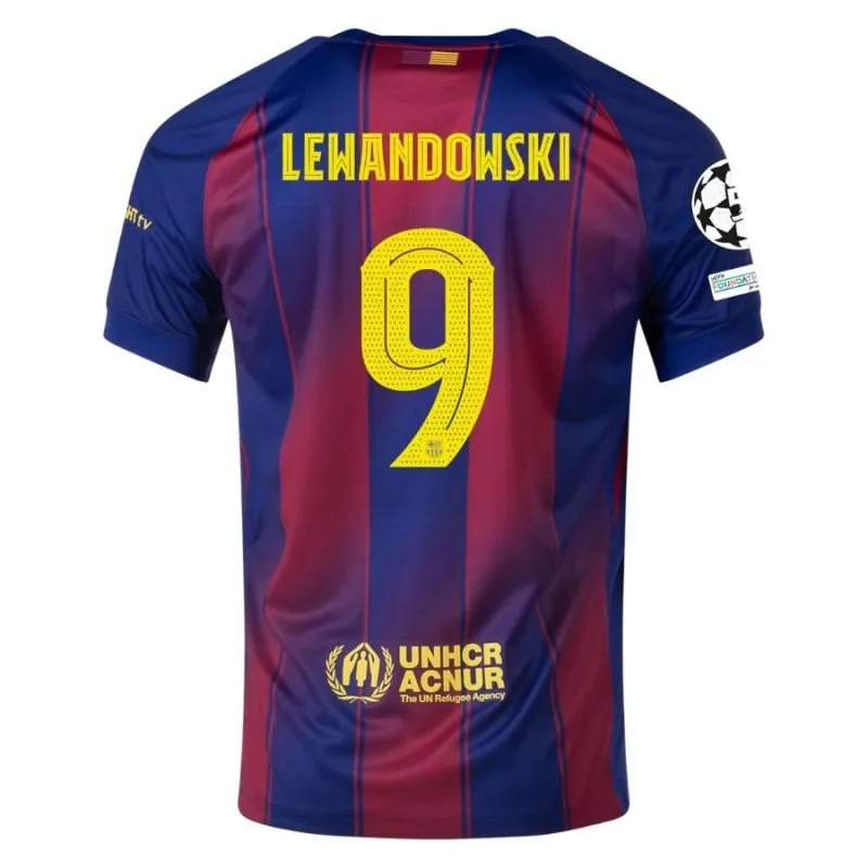 Ensemble de maillot enfant à domicile UCL du FC Barcelone LEWANDOWSKI 2025/26 - Rouge/Bleu