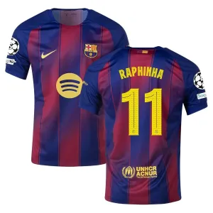 Camiseta en casa de la UCL infantil del FC Barcelona RAPHINHA 2025/26 - Rojo/Azul