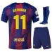 Ensemble de maillot enfant à domicile UCL du FC Barcelone RAPHINHA 2025/26 - Rouge/Bleu